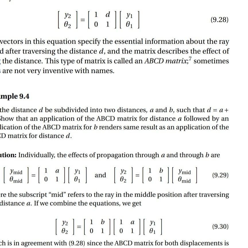 Derive the ABCD matrix that takes a ray on a round