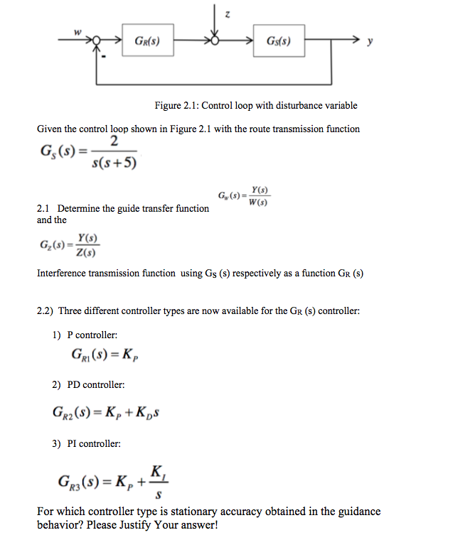 Solved w Gr(s) Gs(s) Figure 2.1: Control loop with | Chegg.com