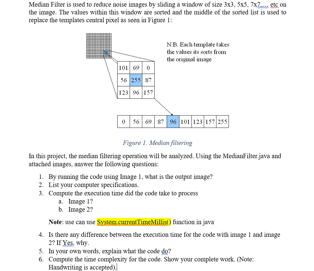 Solved Median Filter is used to reduce noise images by