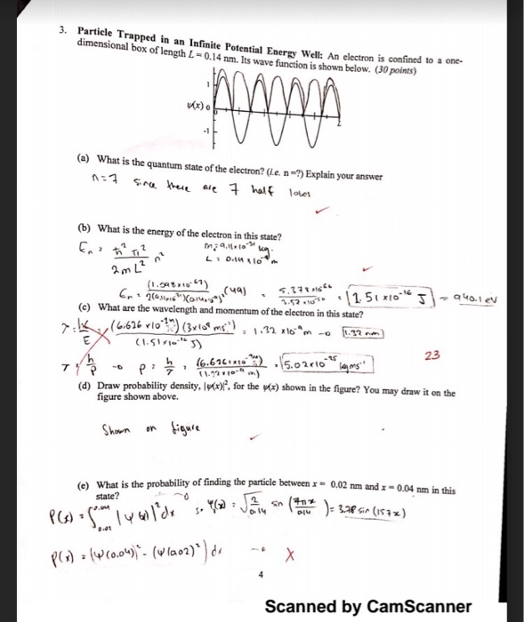 Solved 3. Particle in an Infinite Potential En dimensional | Chegg.com