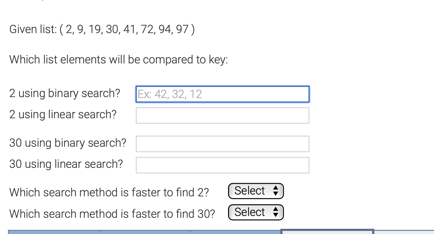 Solved Given list: (2, 9, 19, 30, 41, 72, 94, 97) Which list | Chegg.com