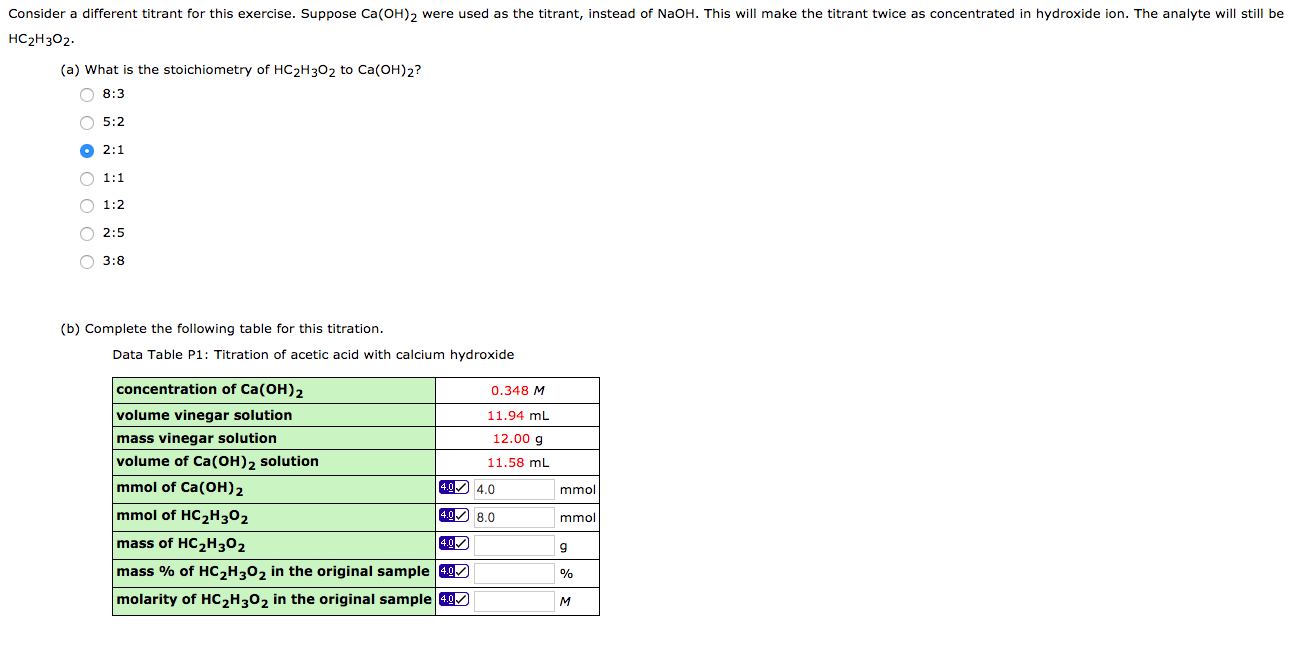 Solved Consider A Different Titrant For This Exercise Su