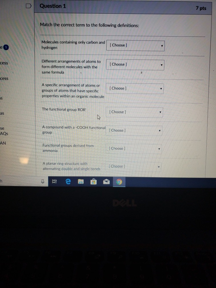 Solved DQuestion 1 7 pts Match the correct term to the | Chegg.com