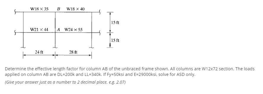 Solved W18 x 35 B W18 x 40 th 15 ft W21 x 44 A W24 x 55 15 | Chegg.com