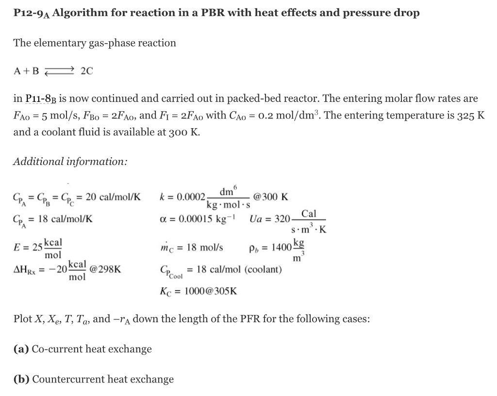 Solved The elementary gas-phase reaction A+B 2C in | Chegg.com