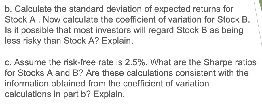 Solved 8-6. Stocks A And B Have The Following Probability | Chegg.com