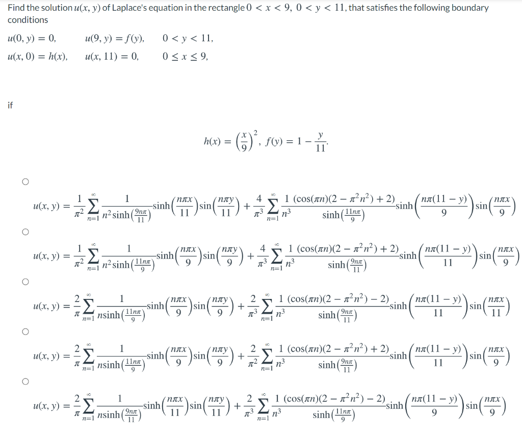 Solved Find the solution u(x, y) of Laplace's equation in | Chegg.com