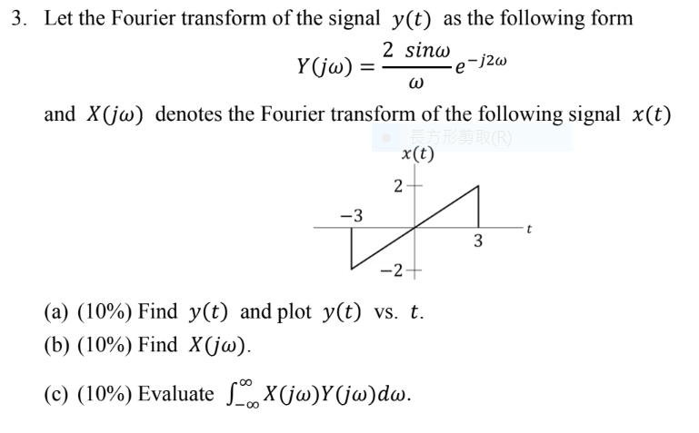 Solved 3 Let The Fourier Transform Of The Signal Y T As Chegg Com