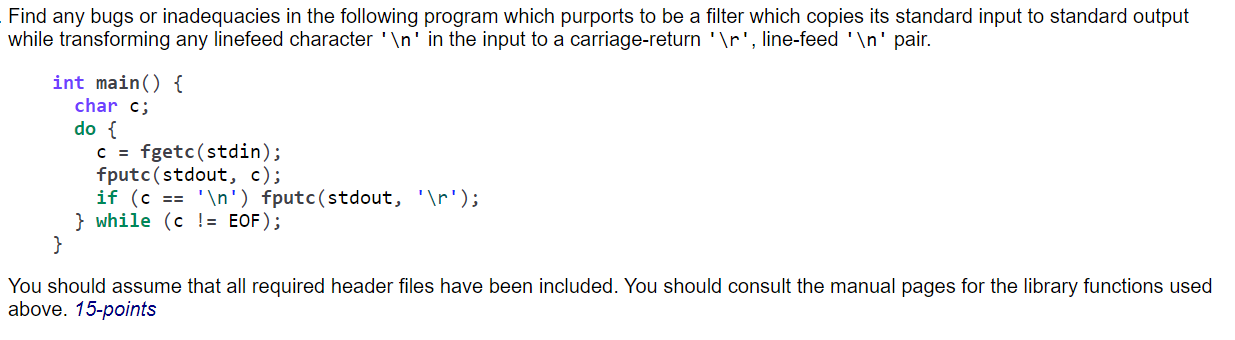 Solved - Find any bugs or inadequacies in the following | Chegg.com