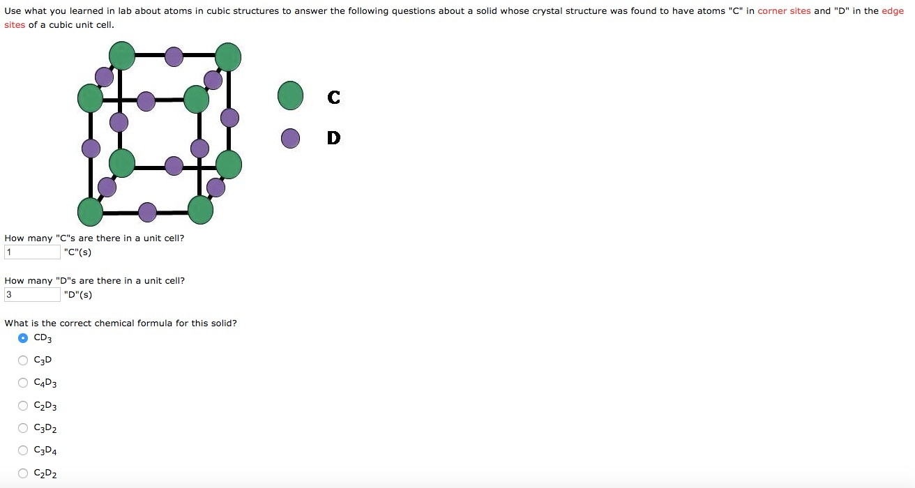 Solved Use what you learned in lab about atoms in cubic