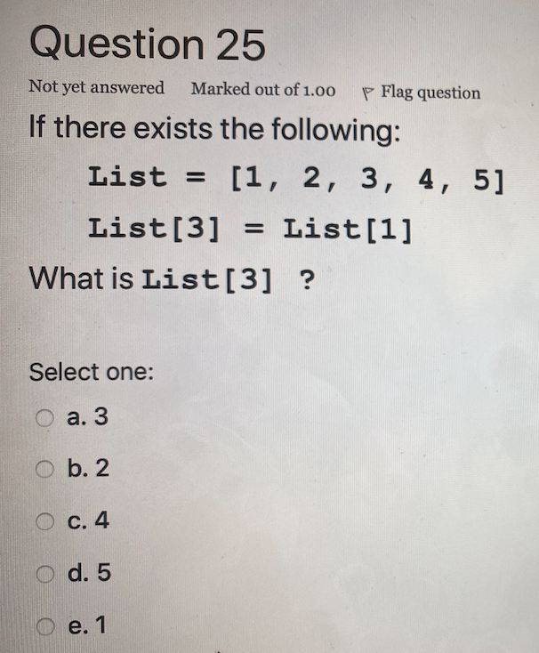 Solved Question 25 Not yet answered Marked out of 1.00 p | Chegg.com
