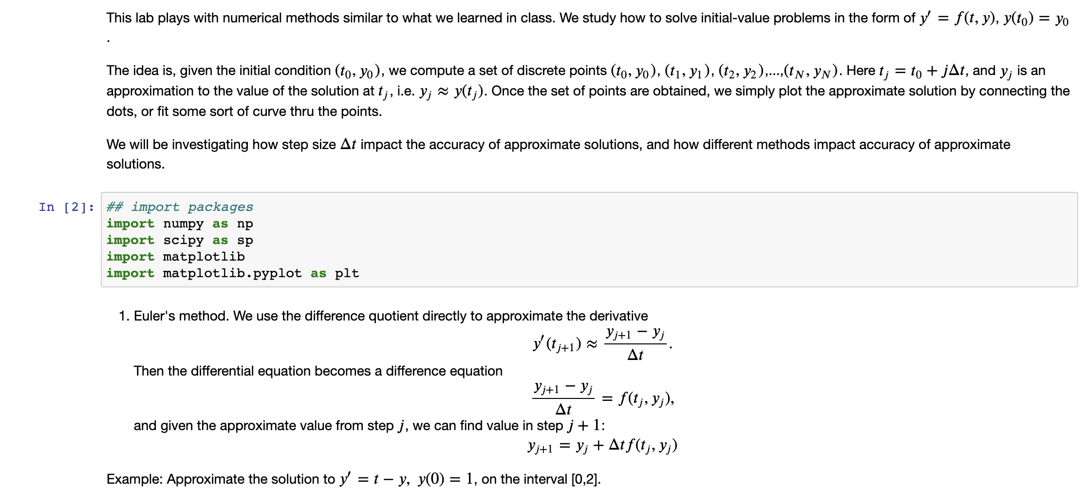 Solved This lab plays with numerical methods similar to what | Chegg.com