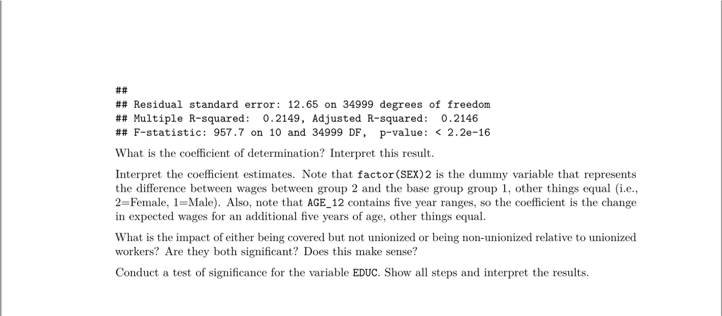 i. Estimate the multivariate linear regression model | Chegg.com