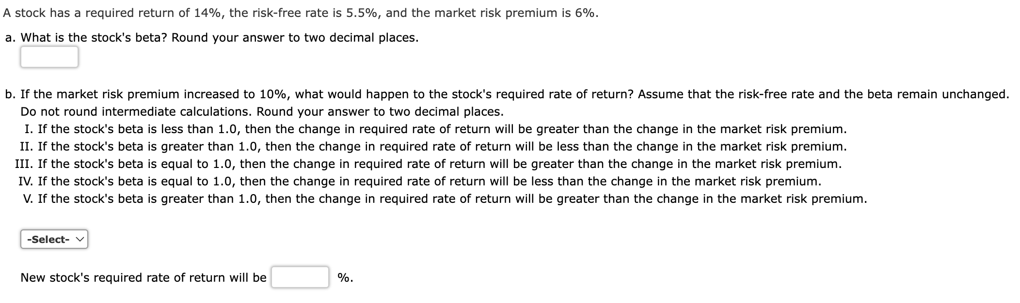 Solved A stock has a required return of 14%, the risk-free | Chegg.com