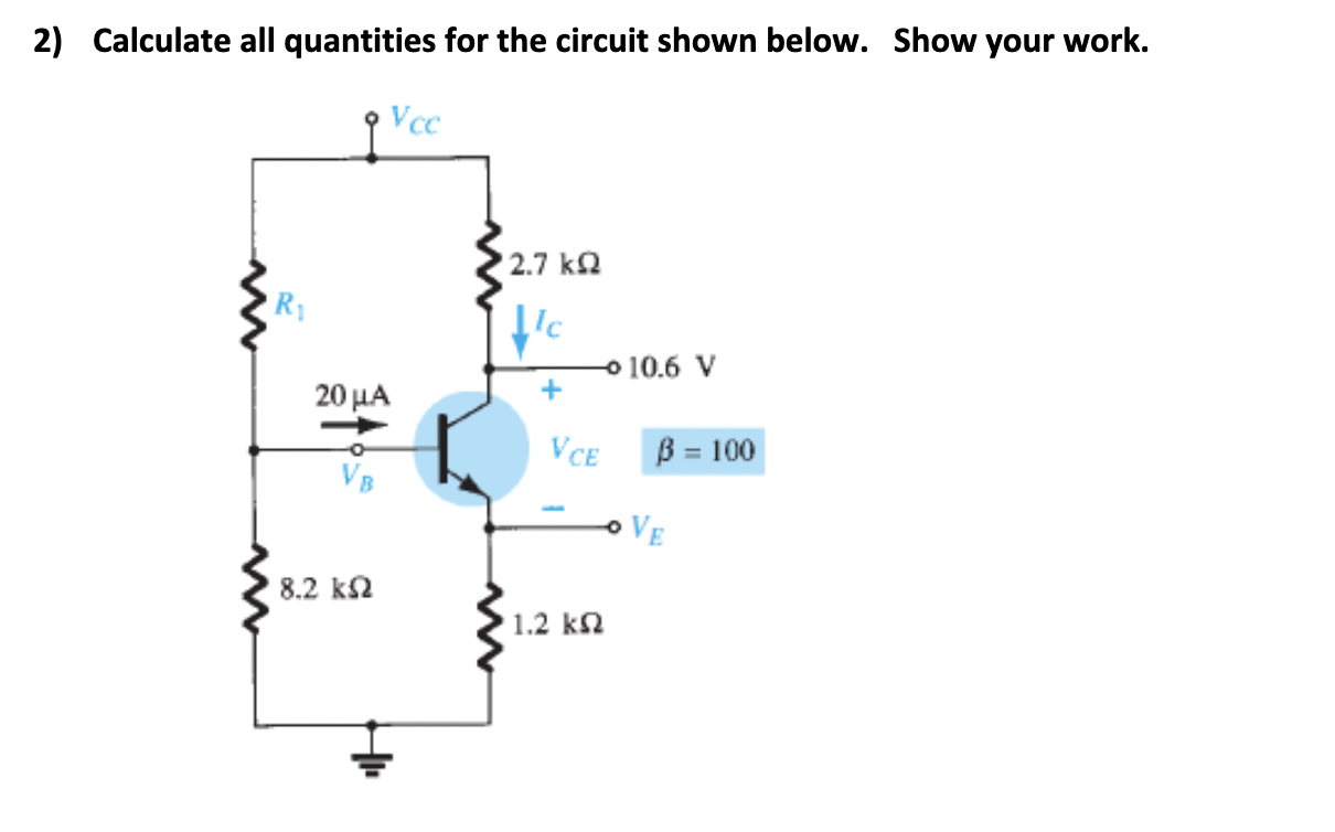 Solved 2) Calculate all quantities for the circuit shown | Chegg.com