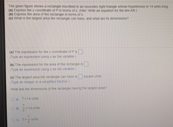 Solved The given figure shows a rectangle inscribed in an | Chegg.com