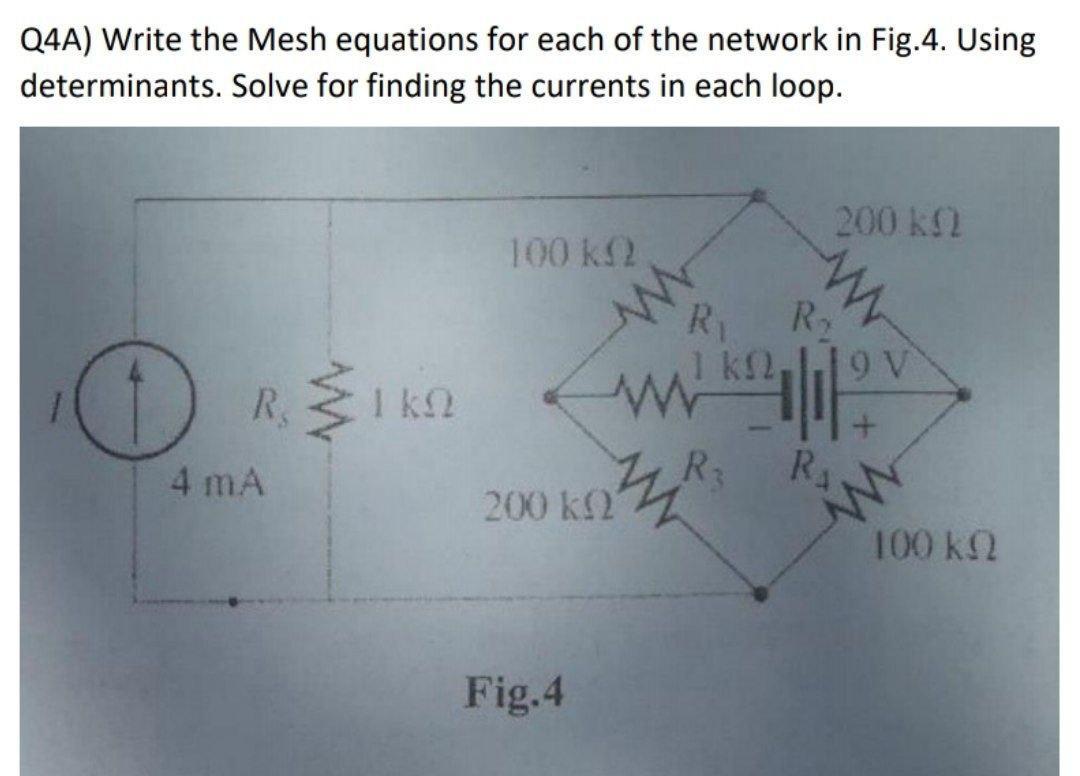 Solved Q4A) Write the Mesh equations for each of the network | Chegg.com