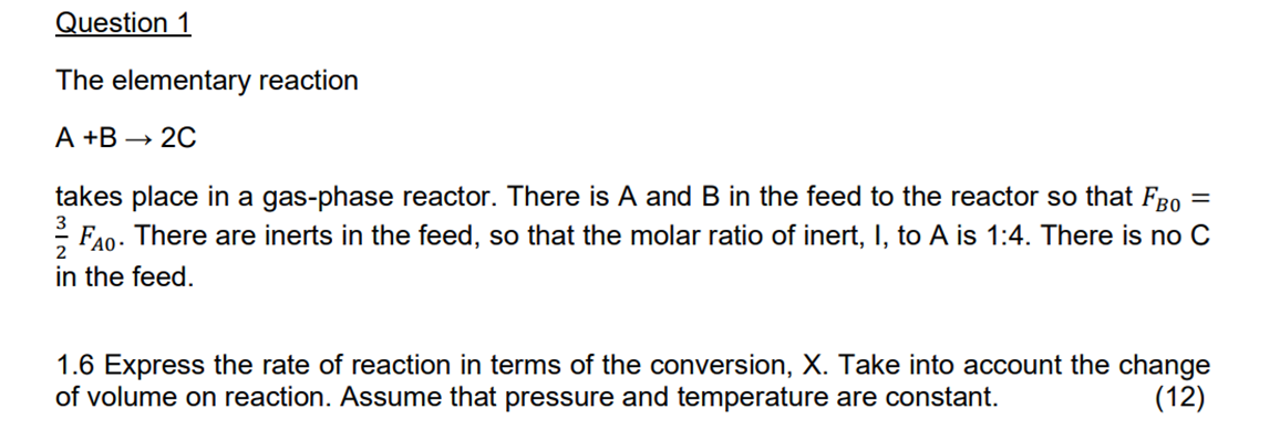 Solved The elementary reaction A+B→2C takes place in a | Chegg.com