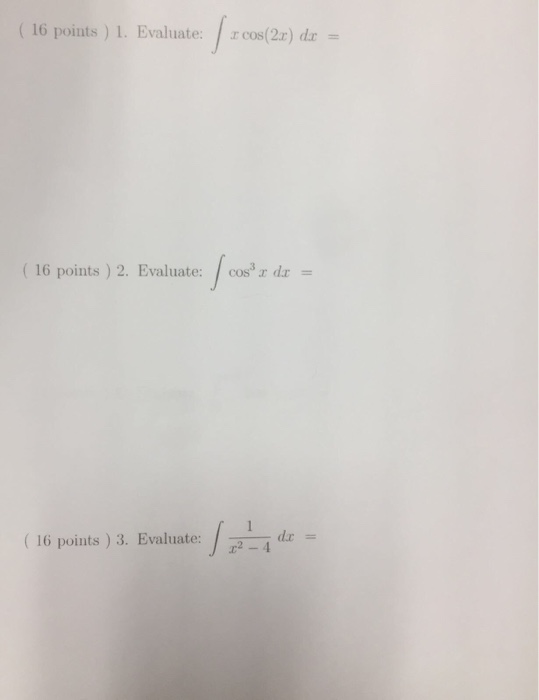 evaluate integral cos 2 x dx