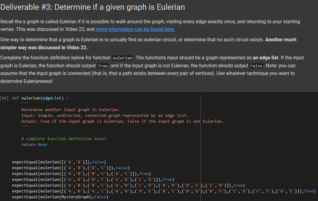 Solved Deliverable \#3: Determine if a given graph is | Chegg.com