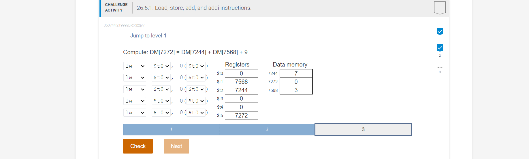 Solved CHALLENGE ACTIVITY 26.6.1: Load, store, add, and addi | Chegg.com
