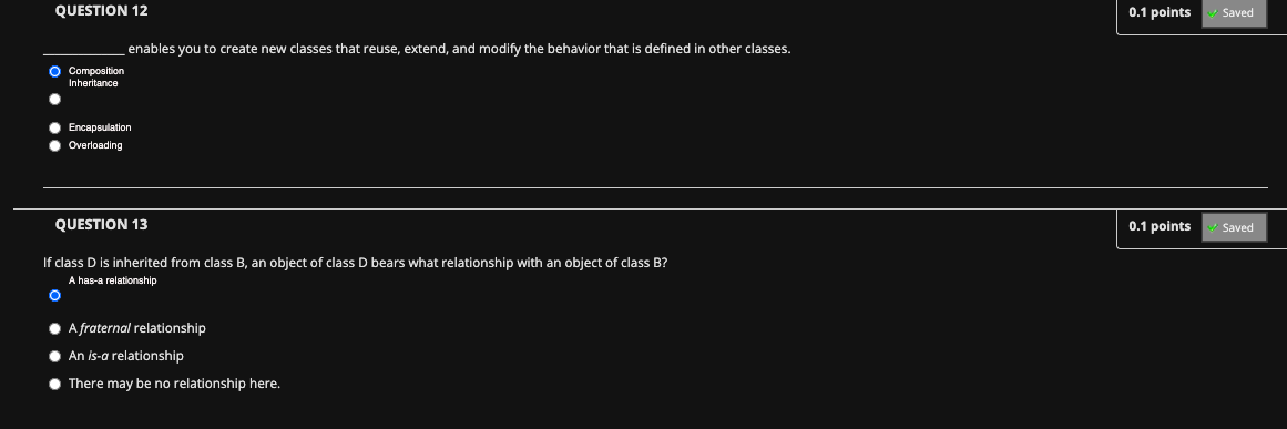 Solved QUESTION 1 0.1 points Saved A class that has a pure | Chegg.com