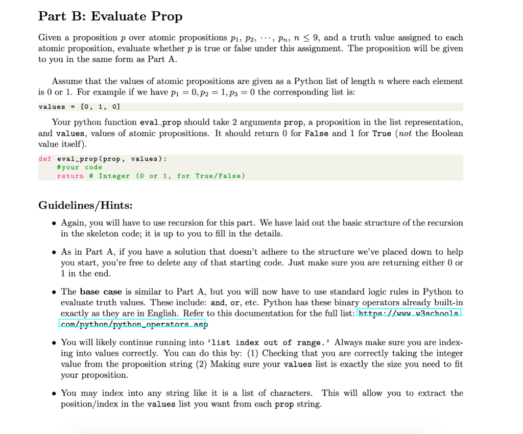 Solved Part B: Evaluate Prop Given A Proposition P Over | Chegg.com