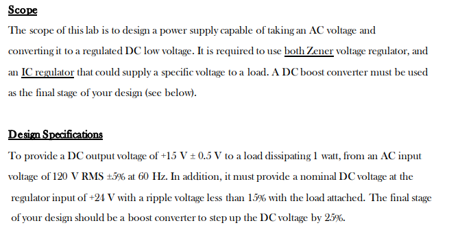 Solved Scope The scope of this lab is to design a power | Chegg.com