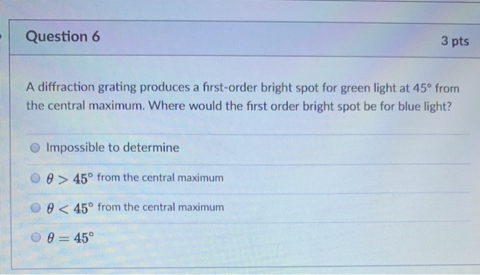 Solved 5 A Diffraction Grating Produces A First Order Chegg Com
