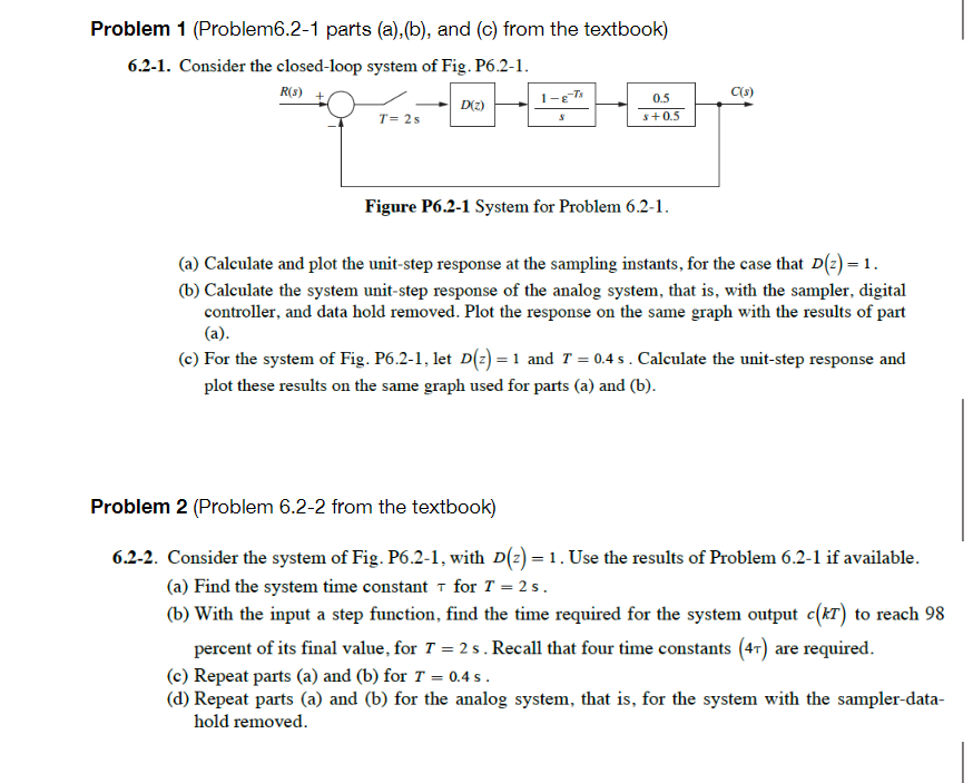 Solved Problem 1 (Problem6.2-1 parts (a), (b), and (c) from | Chegg.com