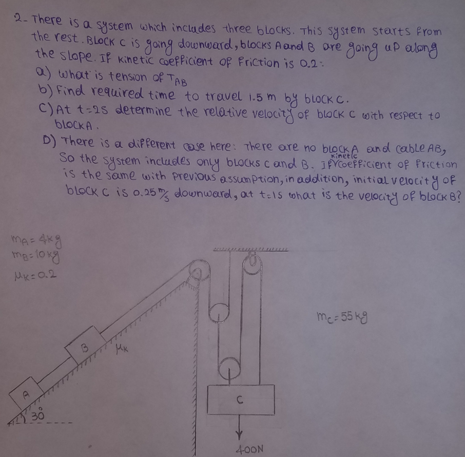 Solved 2- There is a system which includes three blocks. | Chegg.com