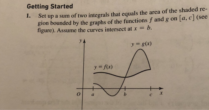 Solved Getting Started 1. Set up a sum of two integrals that | Chegg.com