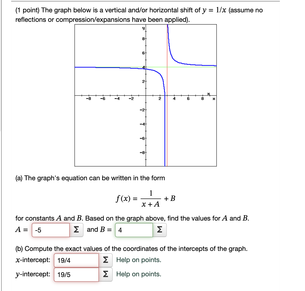Solved ( 1 point) The graph below is a vertical and/or | Chegg.com