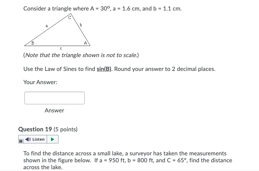 Solved Consider a triangle where A = 30°, a = 1.6 cm, and b | Chegg.com