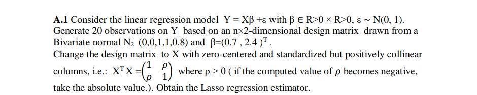 Solved A.1 Consider the linear regression model Y = XB +ɛ | Chegg.com