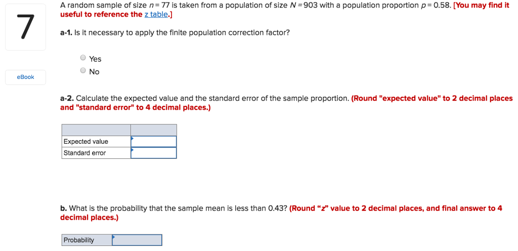 Solved A random sample of size n= 77 is taken from a | Chegg.com