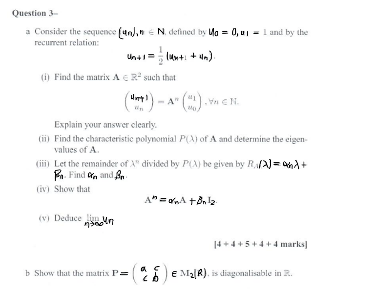 Solved a Consider the sequence (un),n∈N. defined by | Chegg.com