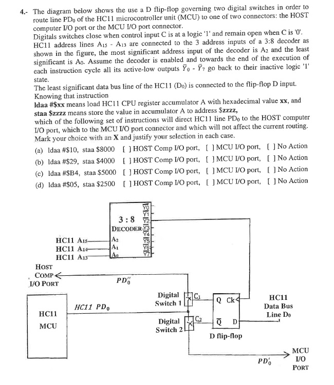 Solved 4.- The diagram below shows the use a D flip-flop | Chegg.com