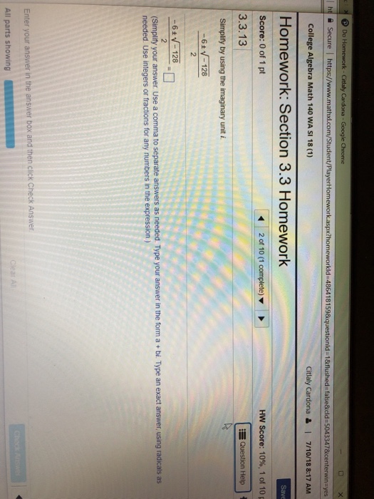 Solved Do Homework Citlaly Cardona Id 5043347 Yes College Chegg