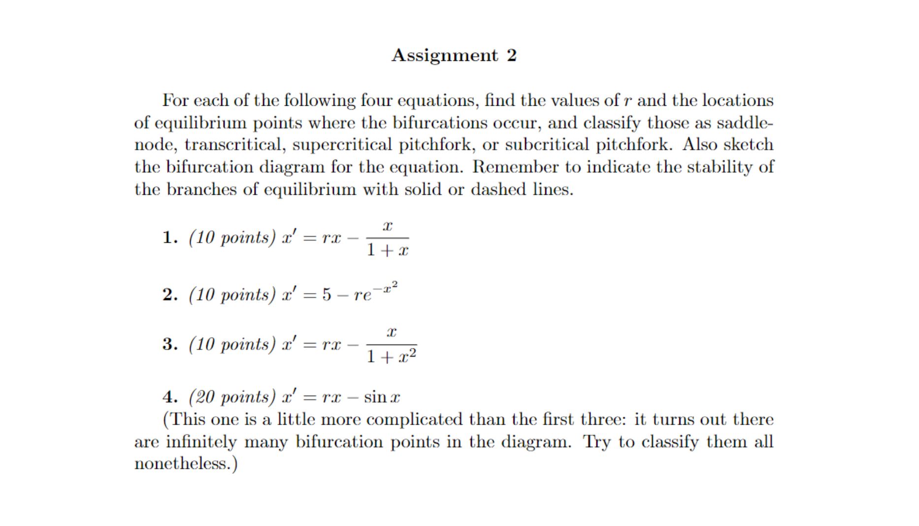 Solved For each of the following four equations, find the | Chegg.com