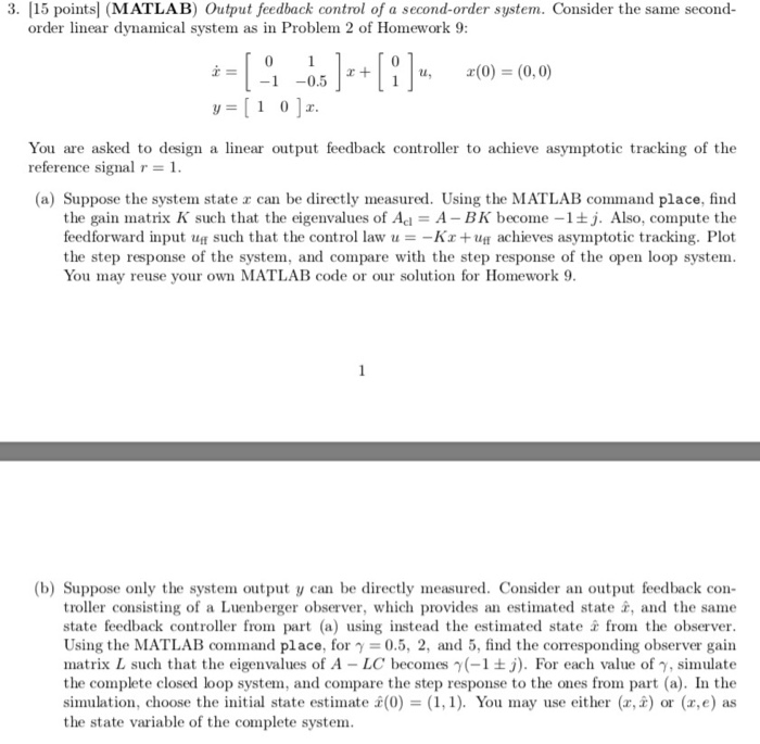 Solved For this question, I need a matlab expert in control | Chegg.com