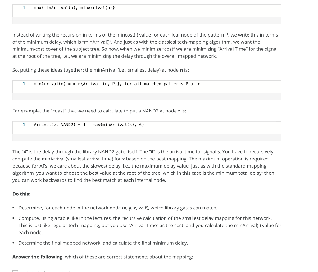 Solved 4. Technology Mapping for Delay Minimization 15 | Chegg.com