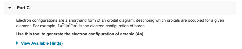 Solved PartC Electron configurations are a shorthand form of | Chegg.com