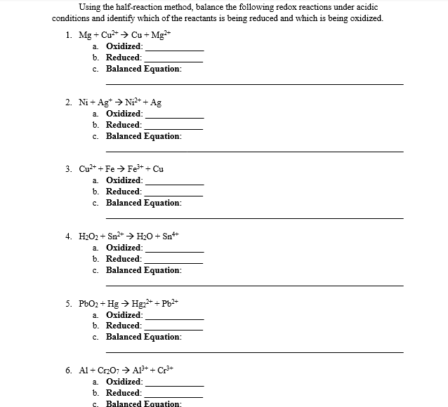 Solved Using the half-reaction method, balance the following | Chegg.com