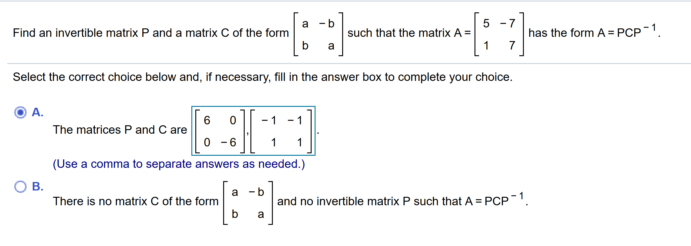 Solved 5 7 a b Find an invertible matrix P and a matrix C