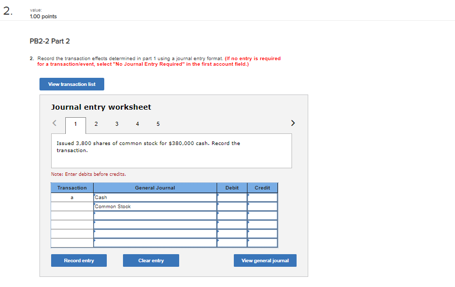 Solved PB2-2 Recording Transactions (in a Journal and