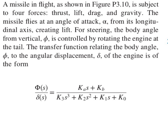 Solved A missile in flight, as shown in Figure P3.10, is | Chegg.com
