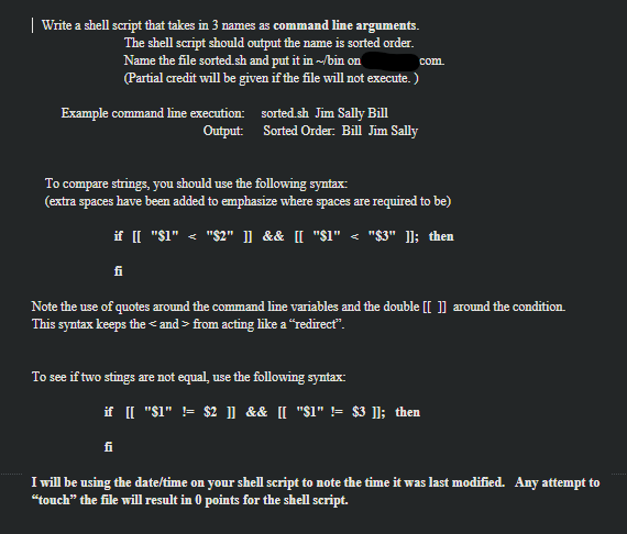 Solved com | Write a shell script that takes in 3 names as | Chegg.com
