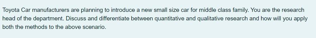 Solved Toyota Car manufacturers are planning to introduce a | Chegg.com