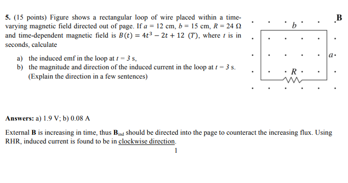 Solved B .b. 5. (15 points) Figure shows a rectangular loop | Chegg.com